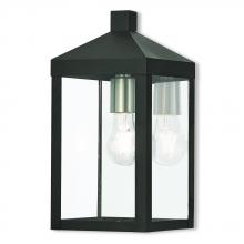 Livex Lighting 20582-04 - Nyack Small Outdoor Wall Lantern Black with Antique Nickel Accents