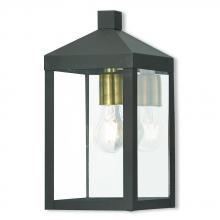 Livex Lighting 20582-07 - Nyack Small Outdoor Wall Lantern in Bronze with Antique Brass Accents