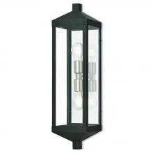 Livex Lighting 20583-04 - Nyack Long 2 Lt Outdoor Wall Lantern in Black Finish with Antique Nickel Accents