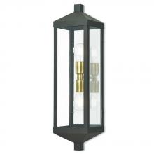 Livex Lighting 20583-07 - Nyack Long 2 Lt Outdoor Wall Lantern in Bronze Finish with Antique Brass Accents