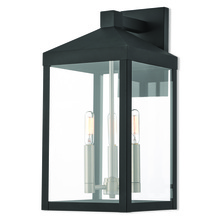 Livex Lighting 20584-04 - Nyack Medium Outdoor Wall Lantern in Black Finish with Antique Nickel Accents