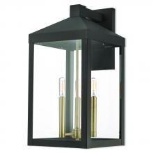 Livex Lighting 20585-07 - Nyack Large Outdoor Wall Lantern in Bronze Finish with Antique Brass Accents