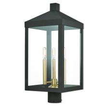 Livex Lighting 20586-07 - Nyack Large Outdoor Post Top Lantern in Bronze with Antique Brass Accents