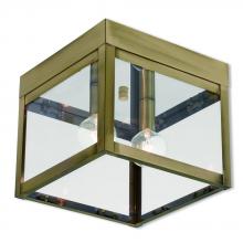 Livex Lighting 20588-01 - Nyack Small 2 Lt Antique Brass Outdoor Ceiling Flush Mount