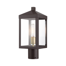 Livex Lighting 20590-07 - Nyack Small Outdoor Post Top Lantern in Bronze Finish with Antique Brass Accents