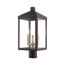 Livex Lighting 20592-07 - Nyack Medium Outdoor Post Top Lantern in Bronze Finish with Antique Brass Accents