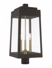 Livex Lighting 20859-07 - Oslo Large Outdoor Post Top Lantern in Bronze with Brass Accents