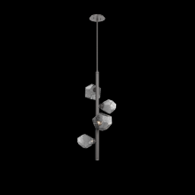 Hammerton CHB0039-T4-GP-S-001-L3 - Gem 4pc Twisted Vine-Graphite-Smoke Blown Glass-Threaded Rod Suspension-LED 3000K