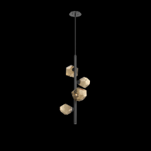 Hammerton CHB0039-T4-MB-B-001-L1 - Gem 4pc Twisted Vine-Matte Black-Bronze Blown Glass-Threaded Rod Suspension-LED 2700K