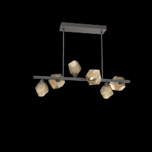 Hammerton PLB0039-T6-GP-B-001-L3 - Gem 6pc Twisted Branch-Graphite-Bronze Blown Glass-Threaded Rod Suspension-LED 3000K