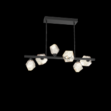 Hammerton PLB0039-T6-MB-A-001-L1 - Gem 6pc Twisted Branch-Matte Black-Amber Blown Glass-Threaded Rod Suspension-LED 2700K