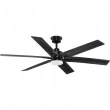 Progress P250103-31M-CS - Dallam Collection 60 in. Six-Blade Matte Black Transitional Ceiling Fan with Integrated CCT-LED Ligh