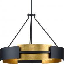  P500330-031 - Lowery Collection Five-Light Textured Black Industrial Luxe Semi-Flush Convertible or Hanging Pendan