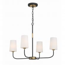 Crystorama NIL-70014-BF-MG - Niles 4 Light Black Forged + Modern Gold Chandelier