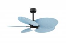 Matthews Fan Company AKTPLK-BK-BL - Alessandra Tropical 5-blade ceiling fan in Matte Black and Light Blue blades.