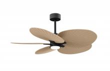 Matthews Fan Company AKTPLK-BK-LM - Alessandra Tropical 5-blade ceiling fan in Matte Black and Light Maple blades.