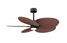 Matthews Fan Company AKTPLK-BK-WN - Alessandra Tropical 5-blade ceiling fan in Matte Black and Walnut Tone blades.