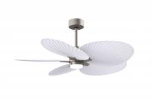 Matthews Fan Company AKTPLK-BN-MWH - Alessandra Tropical 5-blade ceiling fan in Brushed Nickel and Matte White blades.