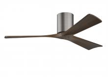 Matthews Fan Company IR3H-BP-WA-52 - Irene-3H three-blade flush mount paddle fan in Brushed Pewter finish with 52” solid walnut tone