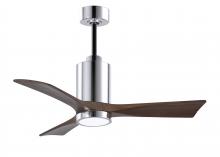 Matthews Fan Company PA3-CR-WA-42 - Patricia-3 three-blade ceiling fan in Polished Chrome finish with 42” solid walnut tone blades a