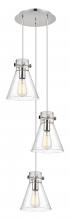  113-410-1PS-PN-G411-8SDY - Newton Cone - 3 Light - 16 inch - Polished Nickel - Multi Pendant