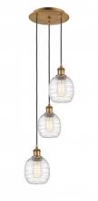 Innovations Lighting 113B-3P-BB-G1013 - Belfast - 3 Light - 13 inch - Brushed Brass - Cord Hung - Multi Pendant