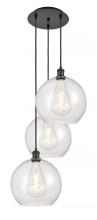 Innovations Lighting 113B-3P-BK-G124-12 - Athens - 3 Light - 18 inch - Matte Black - Cord Hung - Multi Pendant