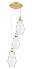  113B-3P-SG-G654-7 - Cindyrella - 3 Light - 14 inch - Satin Gold - Cord Hung - Multi Pendant