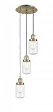 Innovations Lighting 113F-3P-AB-G314 - Dover - 3 Light - 11 inch - Antique Brass - Cord hung - Multi Pendant