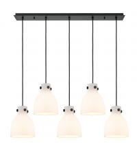 Innovations Lighting 125-410-1PS-BK-G412-8WH - Newton Bell - 5 Light - 40 inch - Matte Black - Linear Pendant