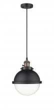 Innovations Lighting 201CSW-BAB-HFS-82-BK - Hampden - 1 Light - 9 inch - Black Antique Brass - Cord hung - Mini Pendant