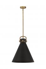 Innovations Lighting 410-1SL-BB-M411-18BK - Newton Cone - 1 Light - 18 inch - Brushed Brass - Matte Black - Pendant