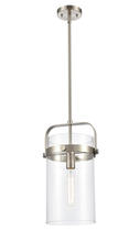 Innovations Lighting 413-1S-SN-8CL - Pilaster - 1 Light - 8 inch Glass - Brushed Satin Nickel - Cord hung - Mini Pendant