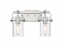 Innovations Lighting 423-2W-PC-G423-7CL - Pilaster II Cylinder - 2 Light - 15 inch - Polished Chrome - Bath Vanity Light