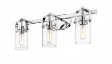  423-3W-PC-4CL - Pilaster - 3 Light - 24 inch - Polished Chrome - Bath Vanity Light