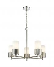 Innovations Lighting 428-5CR-PN-G428-7WH - Bolivar - 5 Light - 25 inch - Polished Nickel - Chain Hung - Chandelier