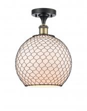 Innovations Lighting 516-1C-BAB-G121-10CBK - Farmhouse Chicken Wire - 1 Light - 10 inch - Black Antique Brass - Semi-Flush Mount