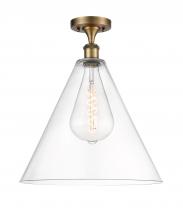 Innovations Lighting 516-1C-BB-GBC-162-LED - Berkshire - 1 Light - 16 inch - Brushed Brass - Semi-Flush Mount