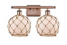 Innovations Lighting 516-2W-AC-G121-8RB - Farmhouse Rope - 2 Light - 18 inch - Antique Copper - Bath Vanity Light