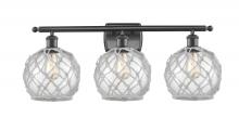 Innovations Lighting 516-3W-BK-G122-8RW - Farmhouse Rope - 3 Light - 28 inch - Matte Black - Bath Vanity Light