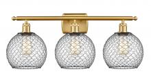 Innovations Lighting 516-3W-SG-G122-8CBK - Farmhouse Chicken Wire - 3 Light - 28 inch - Satin Gold - Bath Vanity Light