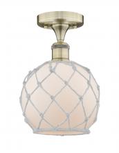 Innovations Lighting 616-1F-AB-G121-8RW - Farmhouse Rope - 1 Light - 8 inch - Antique Brass - Semi-Flush Mount