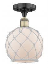 Innovations Lighting 616-1F-BAB-G121-8RW - Farmhouse Rope - 1 Light - 8 inch - Black Antique Brass - Semi-Flush Mount