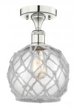 Innovations Lighting 616-1F-PN-G122-8RW - Farmhouse Rope - 1 Light - 8 inch - Polished Nickel - Semi-Flush Mount