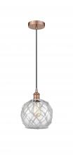 Innovations Lighting 616-1P-AC-G122-8RW - Farmhouse Rope - 1 Light - 8 inch - Antique Copper - Cord hung - Mini Pendant