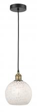 Innovations Lighting 616-1P-BAB-G1216-8WM - White Mouchette - 1 Light - 8 inch - Black Antique Brass - Cord Hung - Mini Pendant