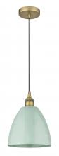 Innovations Lighting 616-1P-BB-MBD-9-SF - Plymouth - 1 Light - 9 inch - Brushed Brass - Cord hung - Mini Pendant