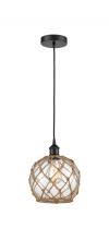 Innovations Lighting 616-1P-BK-G122-8RB - Farmhouse Rope - 1 Light - 8 inch - Matte Black - Cord hung - Mini Pendant