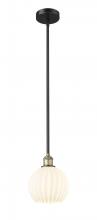 Innovations Lighting 616-1S-BAB-G1217-8WV - White Venetian - 1 Light - 8 inch - Black Antique Brass - Stem Hung - Mini Pendant