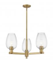 Innovations Lighting 716-3CR-BB-G457-6CL - Preston Flute - 3 Light - 18 inch - Brushed Brass - Flush Mount